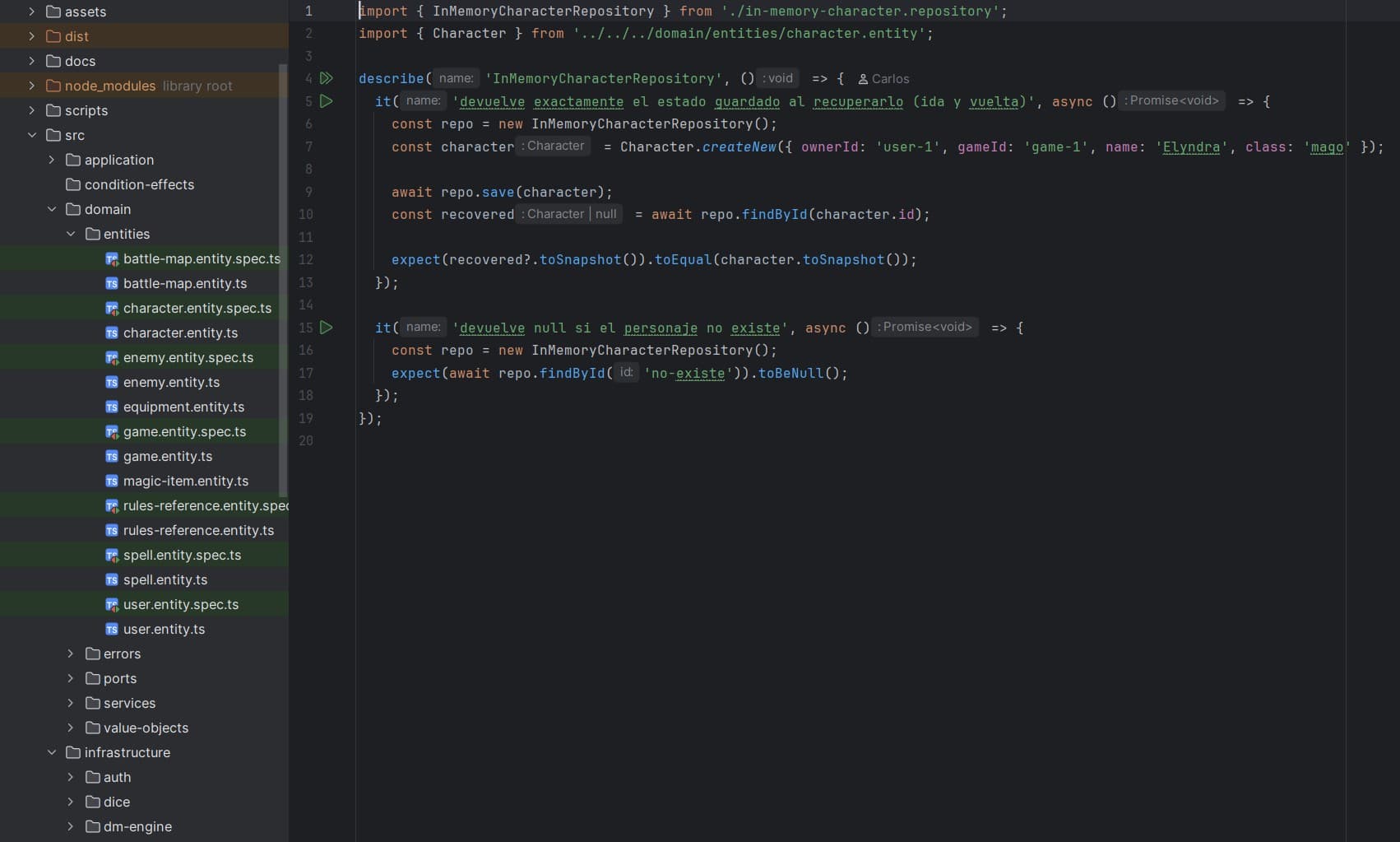 Tests automatizados de un repositorio
